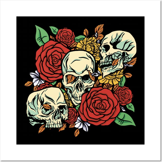 Skulls and Flowers Wall Art by LAPublicTees